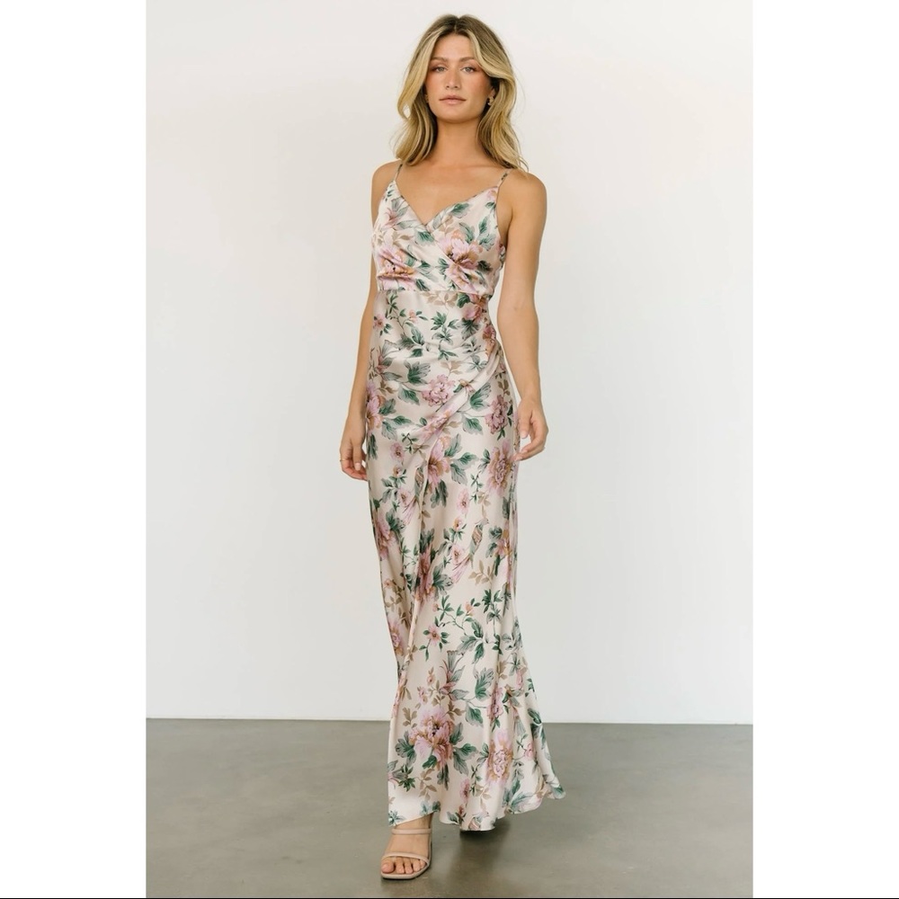 NEW WITH TAGS! Floral Satin Maxi Dress